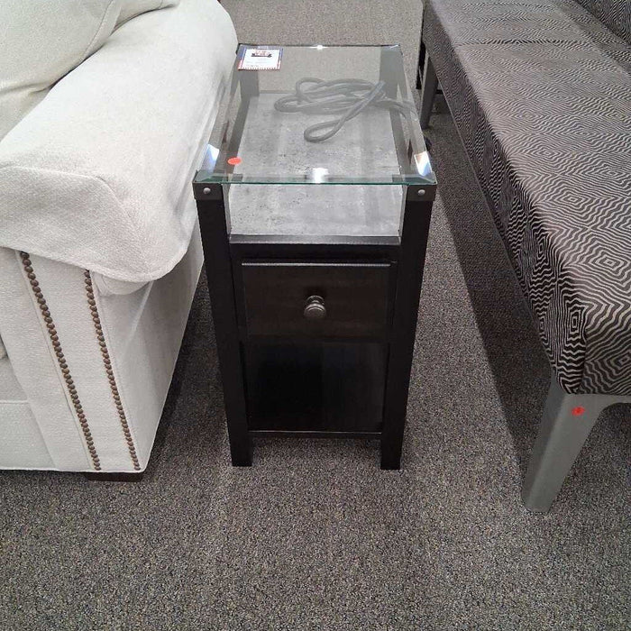 Glass Top Power End Table