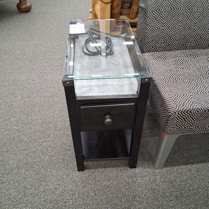 Glass Top Power End Table