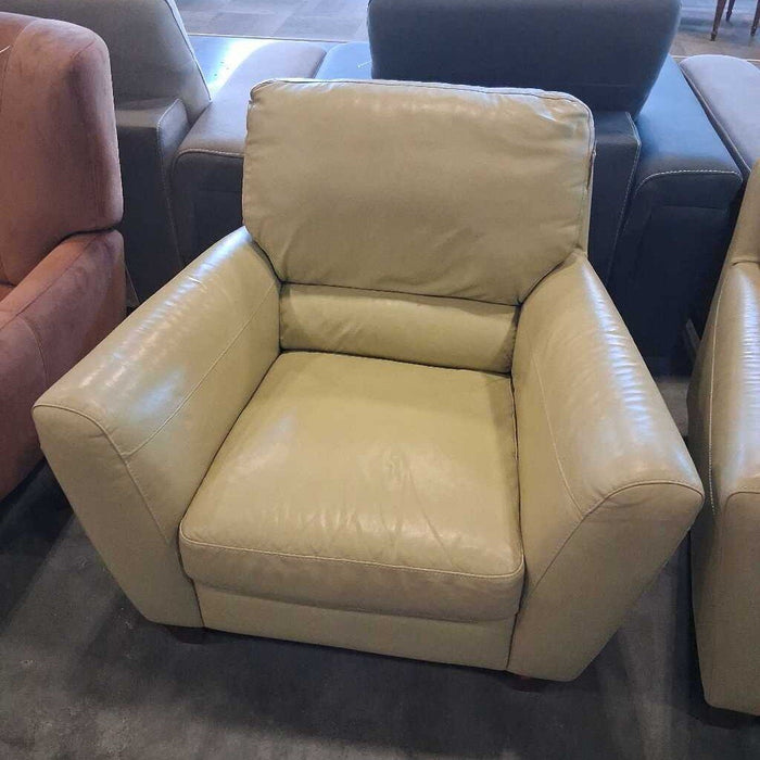 Cream Leather Club Chair