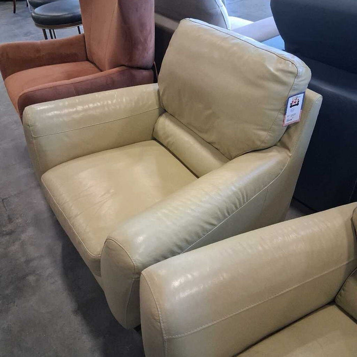 Cream Leather Club Chair