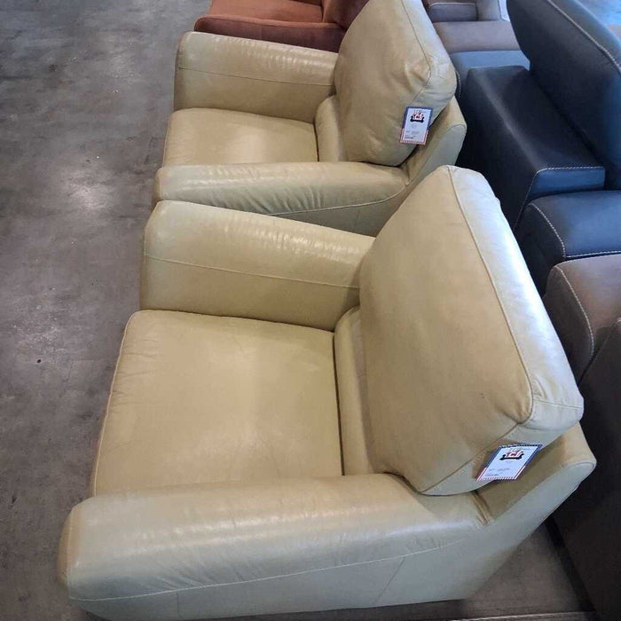 Cream Leather Club Chair