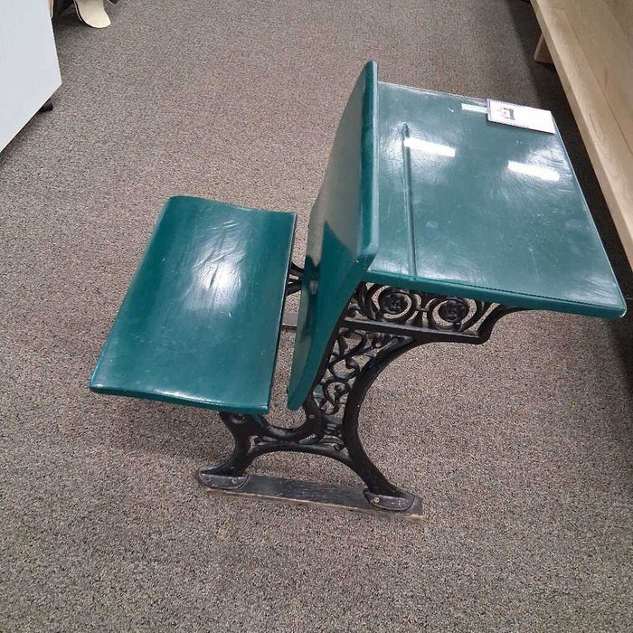 Vintage Grn School Seat w/ Table