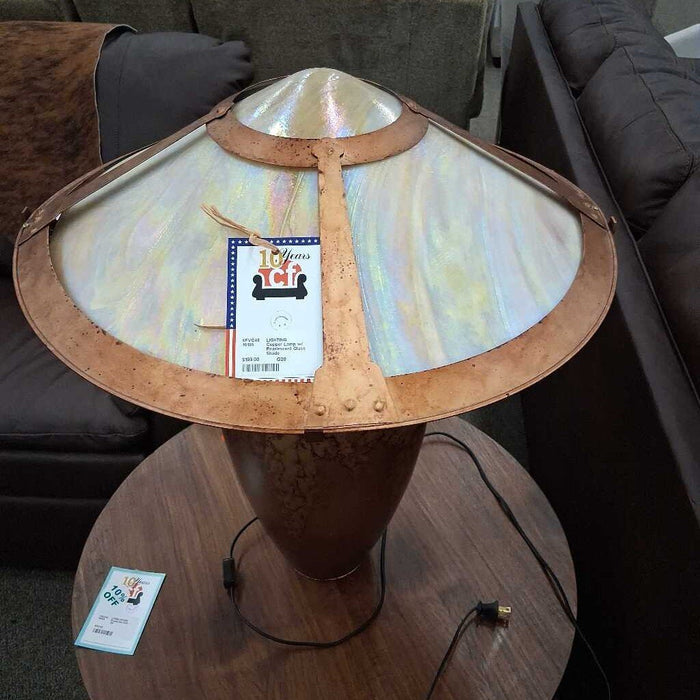 Copper Lamp w/ Pearlescent Glass Shade