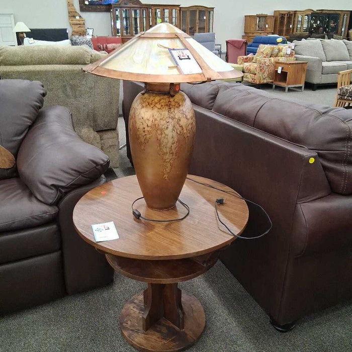 Copper Lamp w/ Pearlescent Glass Shade