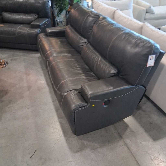 Gray Reclining Pwr Leather Sofa
