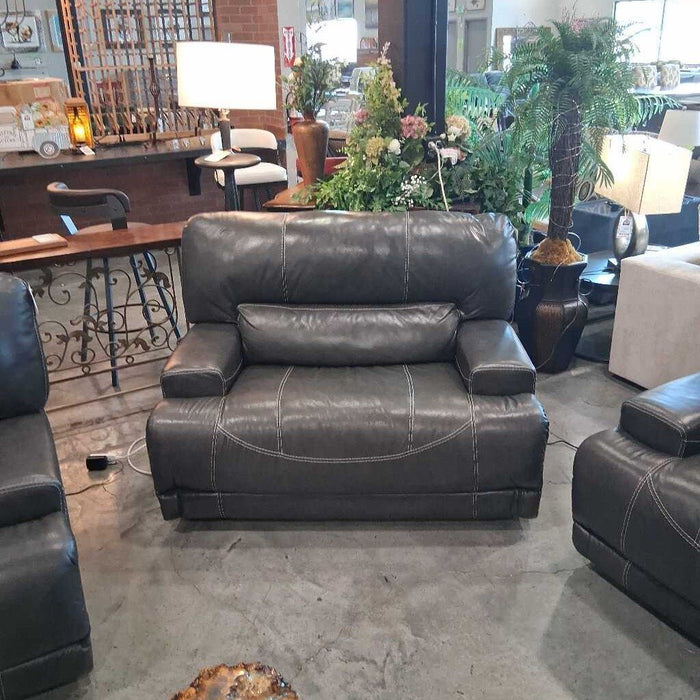 Gray Reclining Pwr Leather Oversized Rec