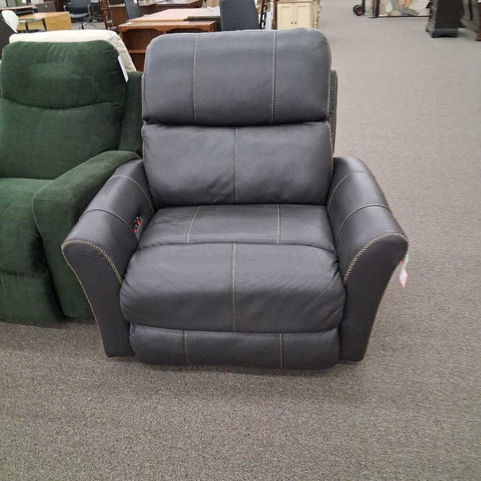 Gray Leather Power Recliner