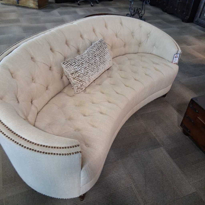Shnadig Curved White Fabric Sofa