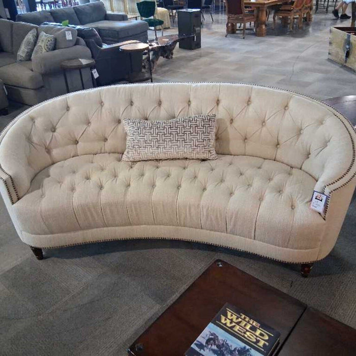 Shnadig Curved White Fabric Sofa