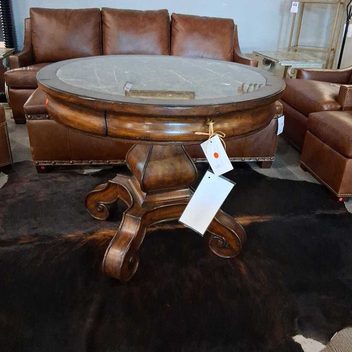 Marge Carson Marble Top Walnut Center Table