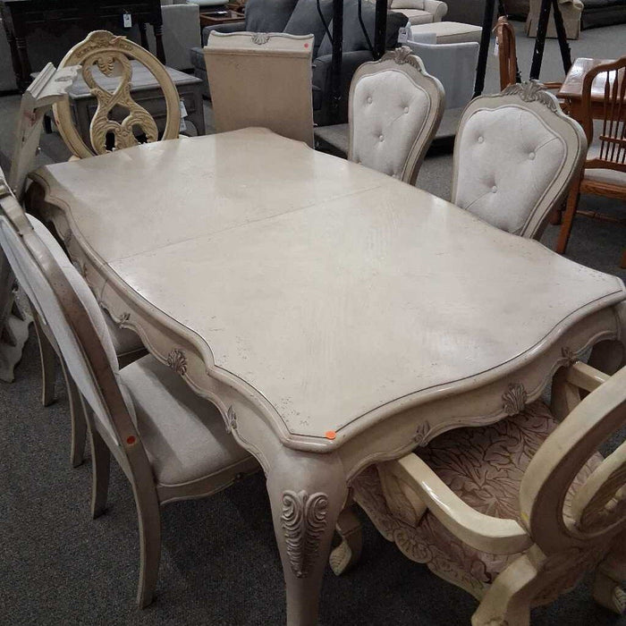 White Dining Table w/ 2L 6Ch