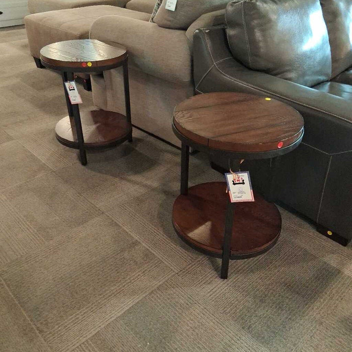 Round Wood & Metal Side Table