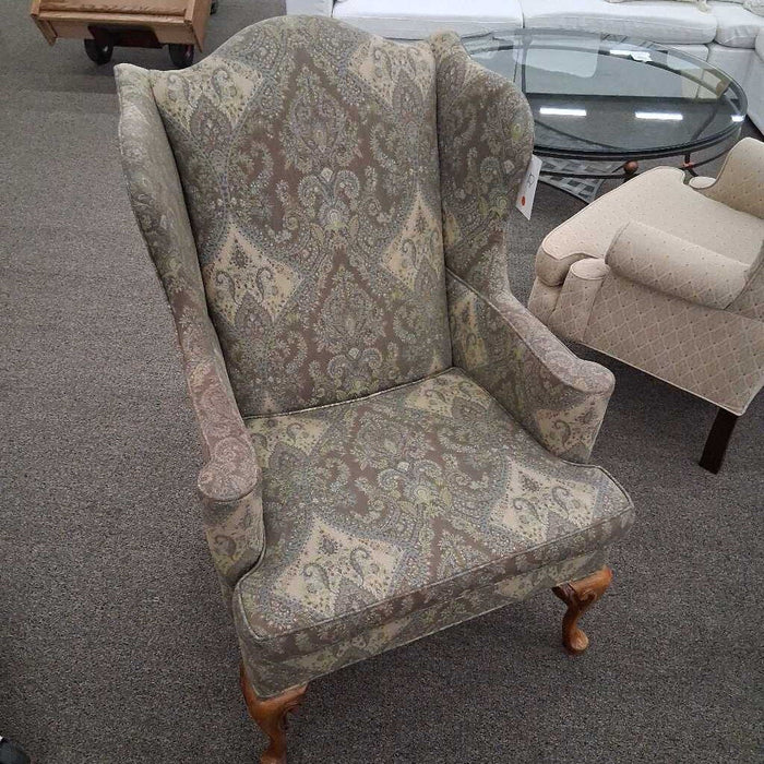 Sage Pattern Wingback Accent Chair