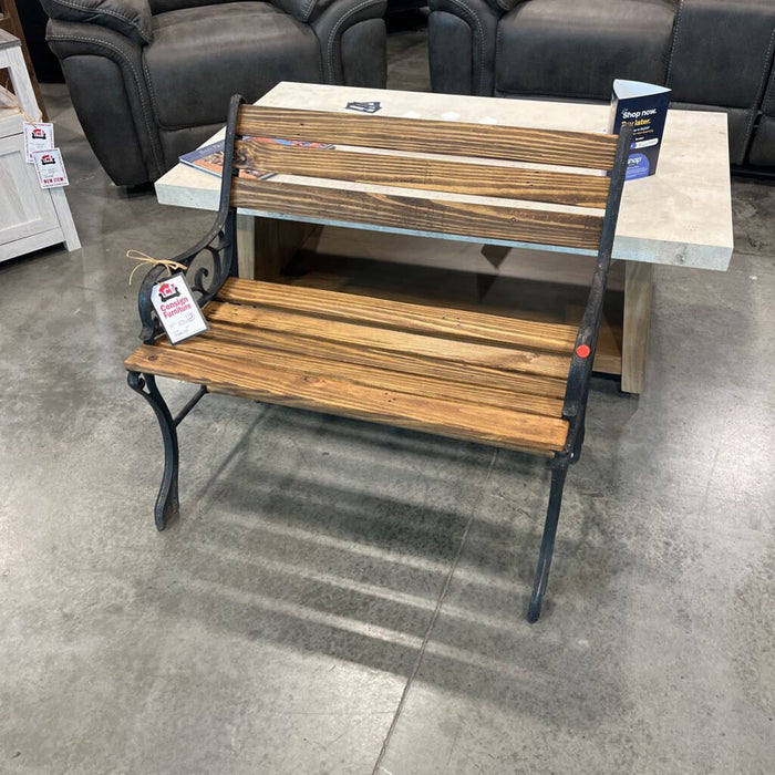 Kids Wood & Metal Patio Bench