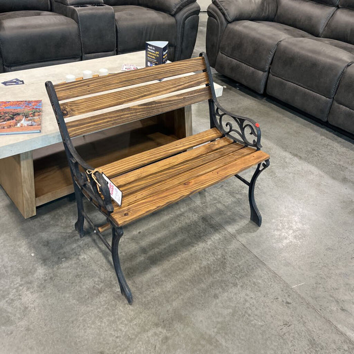Kids Wood & Metal Patio Bench