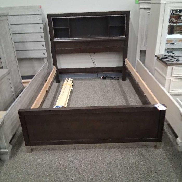 Dark Brown Full Bed Frame w/ Charging Station