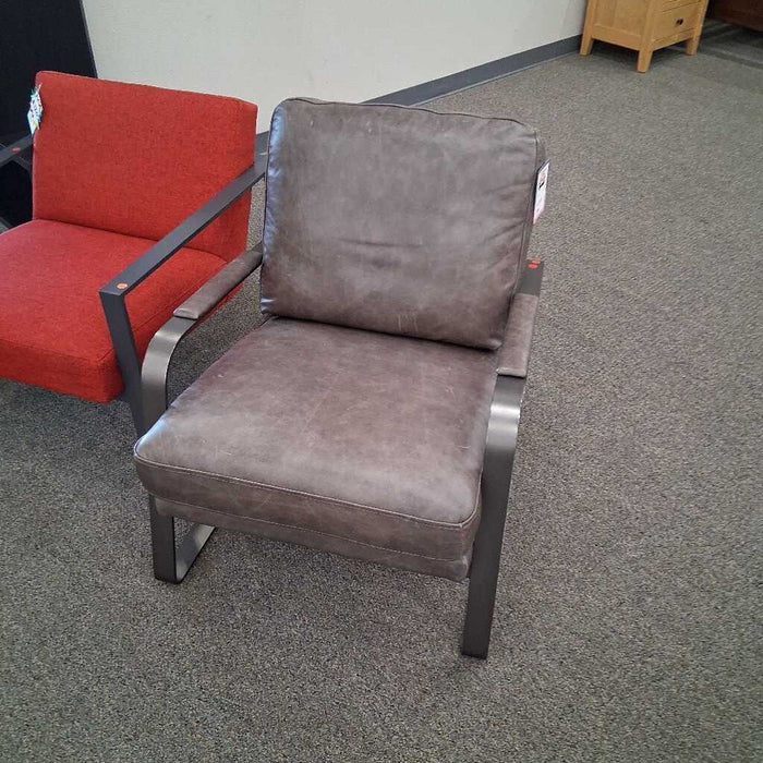 Gray Leather Accent Chair