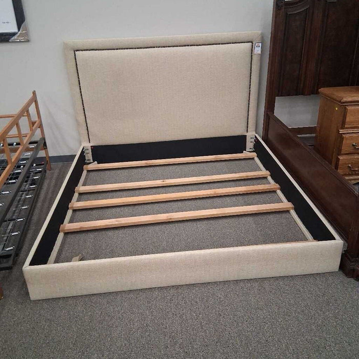 Custom Beige Fabric E.K Bed Frame