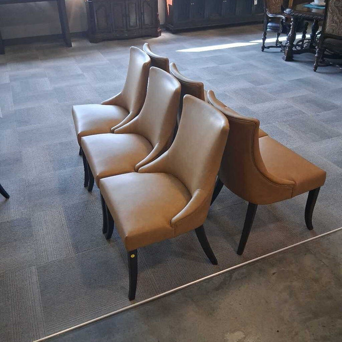 Set Of 6 Tan Dining Chairs