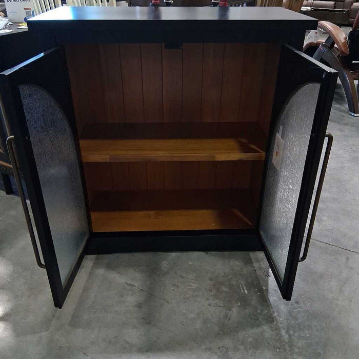 Black Glass Front Low Cabinet