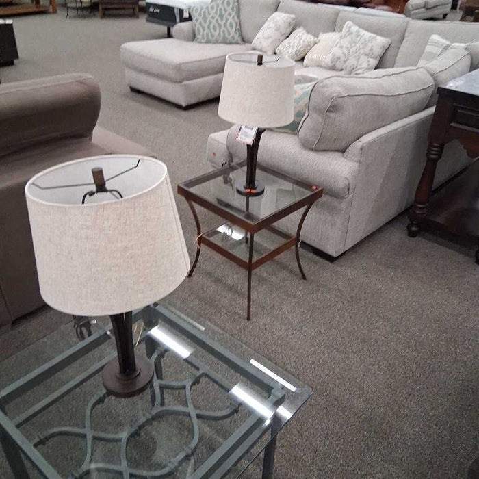 Pair Of Brown Metal Lamps