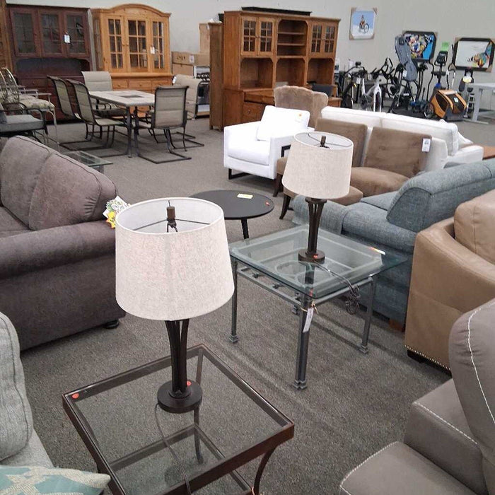 Pair Of Brown Metal Lamps