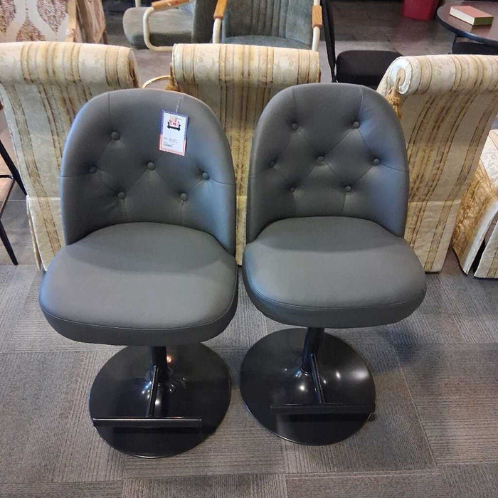 Pair of Gray Swivel Barstools