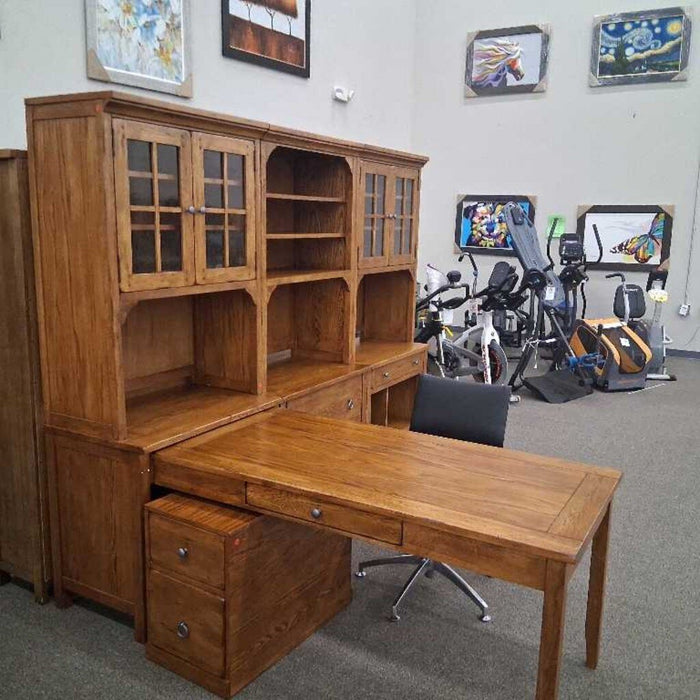 7 Piece Oak Partners Desk