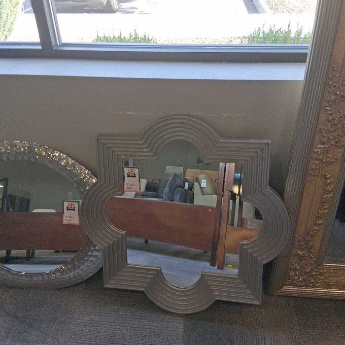 Square Geo Silver Frame Mirror