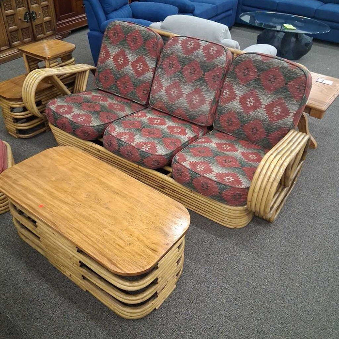 7 Pc Bamboo Living Room Set