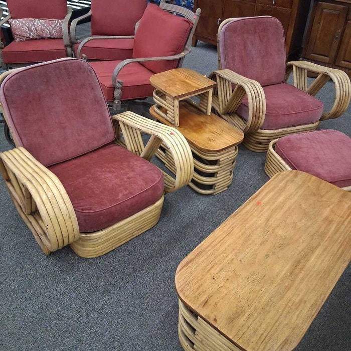 7 Pc Bamboo Living Room Set