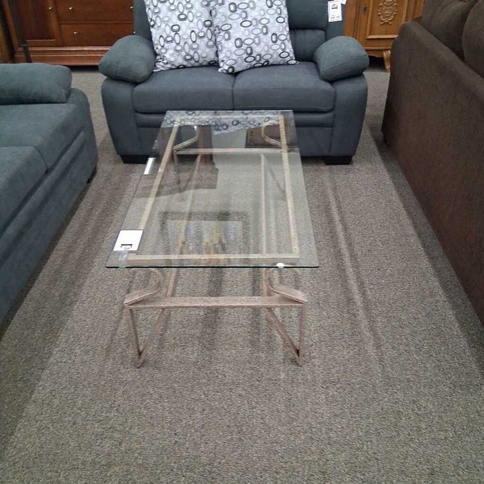 Glass Top Coffee Table w/ Metal Frame
