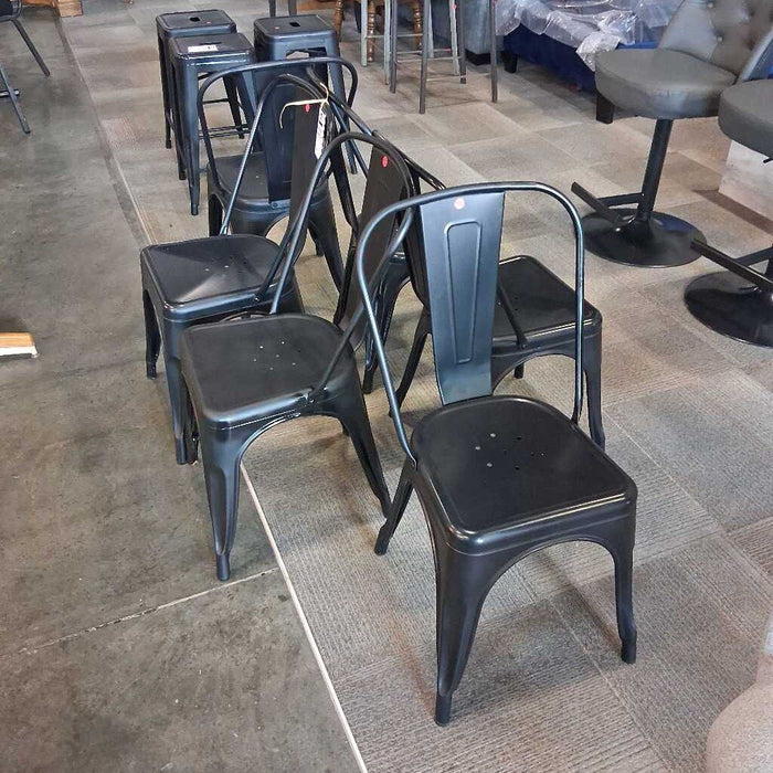 Set of 6 Black Metal Dining Chairs