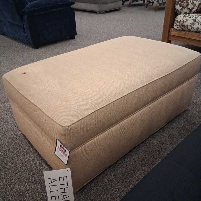 Ethan Allen Beige Ottoman on Castors