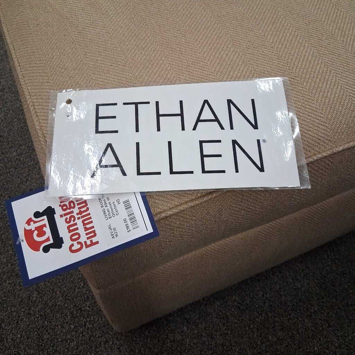 Ethan Allen Beige Ottoman on Castors