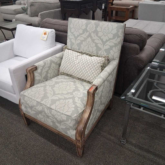 Taylor King Blue Fabric Arm Chair (Has Wear)