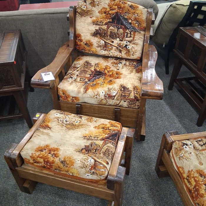 Rustic Wood Frame Rocker w/ Otto