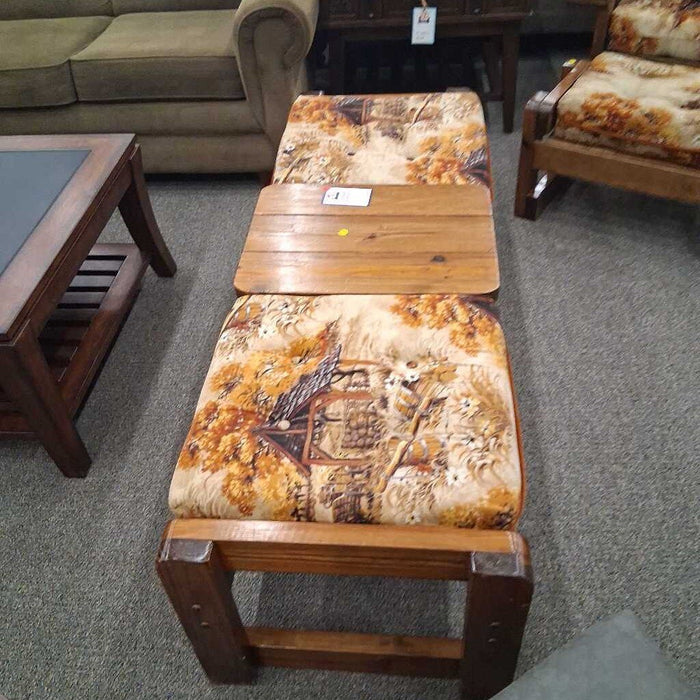 Rustic Brown Pattern Wood Bench