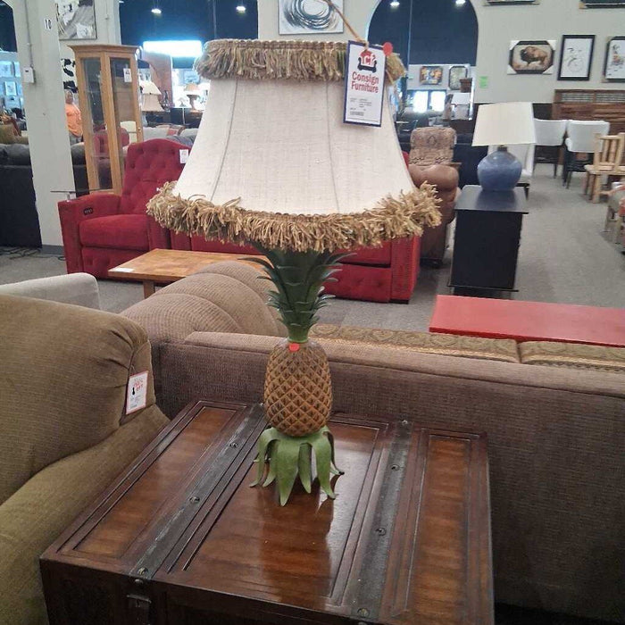 Metal Pineapple Lamp w/ Brown Shade