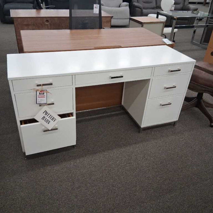 Pottery Barn 6 Dwr White & Brown Desk