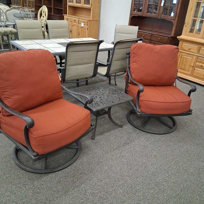 Cast Aluminium Red Fabric 4 Pc Patio Set