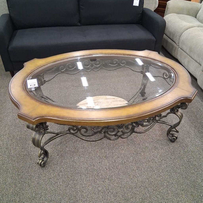 Glass Top Metal Coffee Table