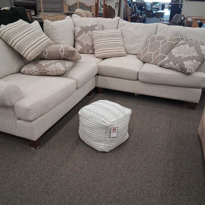 White & Blue Ottoman