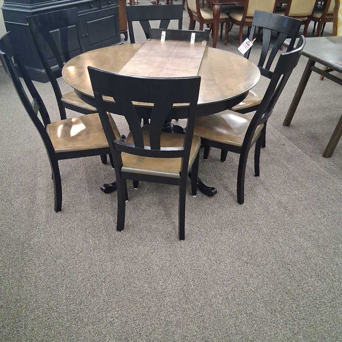 Gray Round Dining Table w/ 6ch 1L