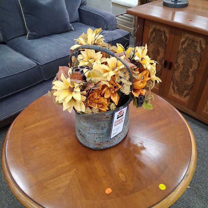 Floral Arrangement in Metal Vase