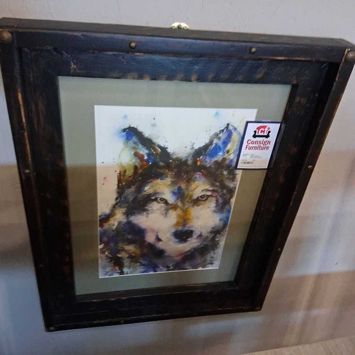 Wood Frame Wolf Watercolor