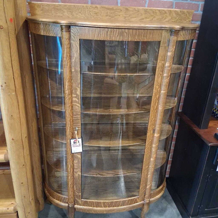Vintage Burl Oak Curio Cabinet