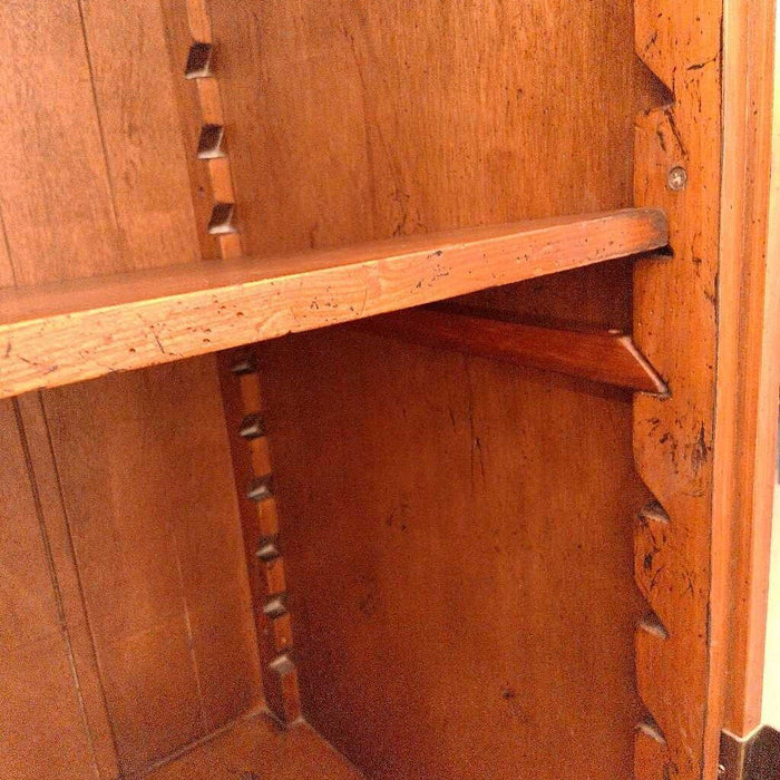 Large Wood Leather Front Armoire