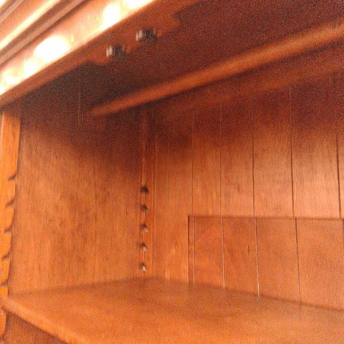 Large Wood Leather Front Armoire