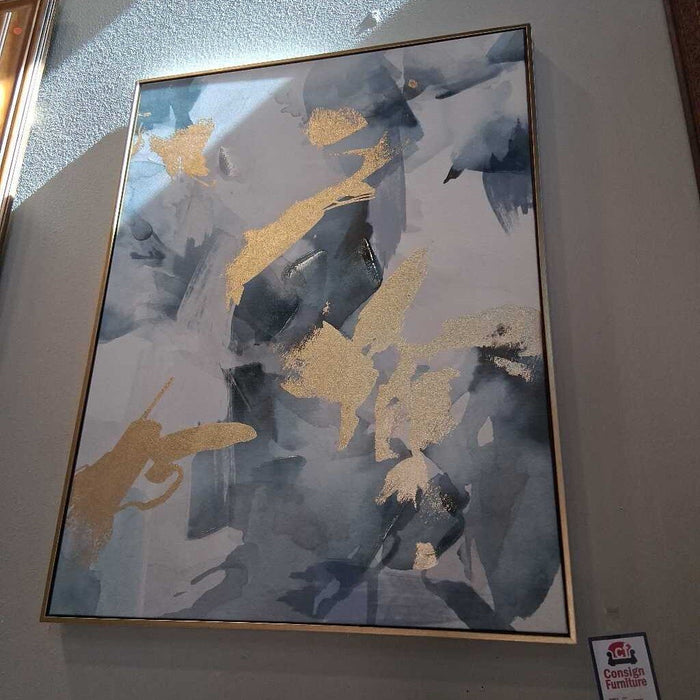 Framed Abstract Gold & Blue